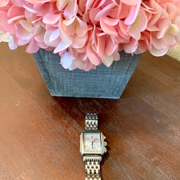MICHELE 18mm Deco Diamond Dial Watch Head, Steel